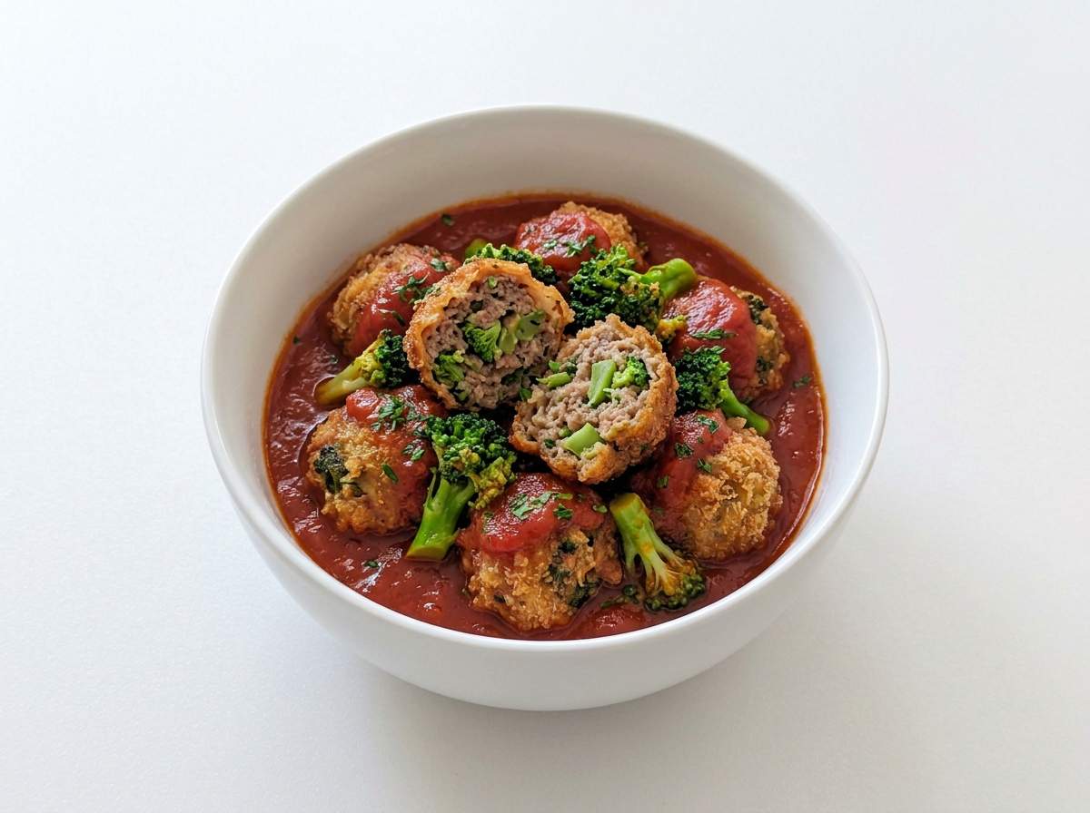 ブロッコリー入り揚げミートボールのトマト煮