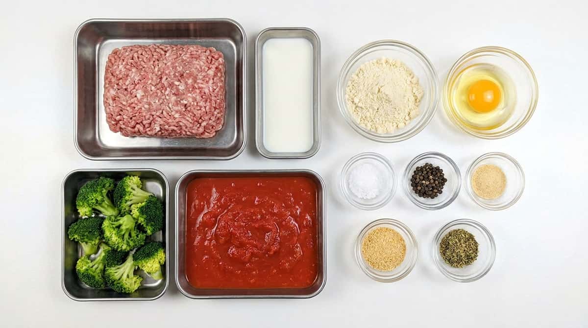 ブロッコリー入り揚げミートボールのトマト煮（材料）