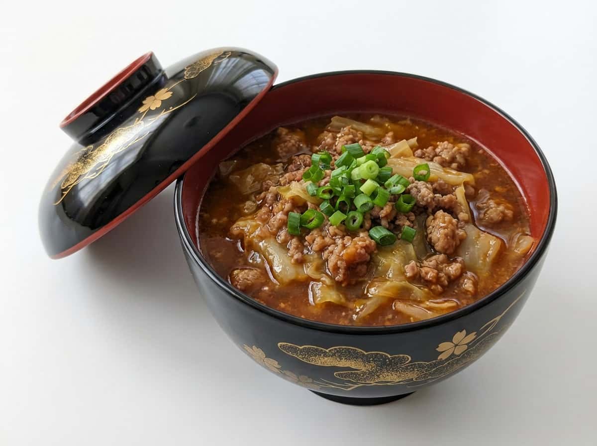 合いびき肉とキャベツのピリ辛鶏ガラ煮