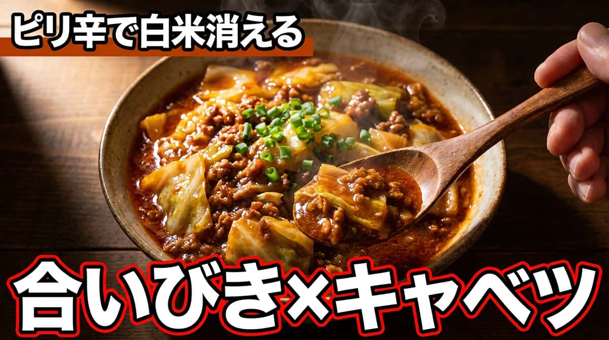 合いびき肉とキャベツのピリ辛鶏ガラ煮