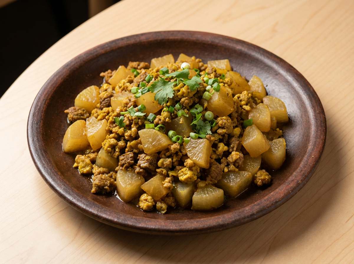 合いびき肉と大根のカレー蒸し弁当