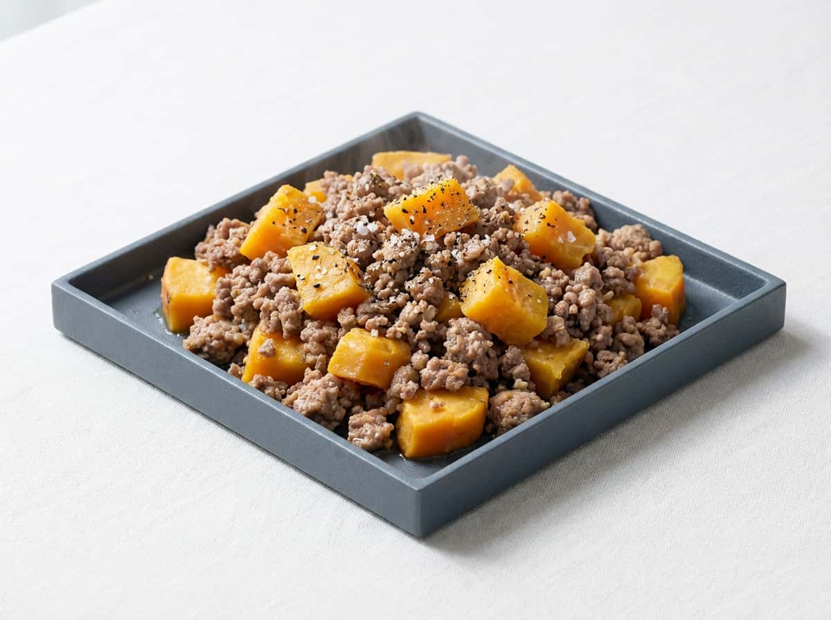 合いびき肉とさつまいもの塩こしょう蒸し