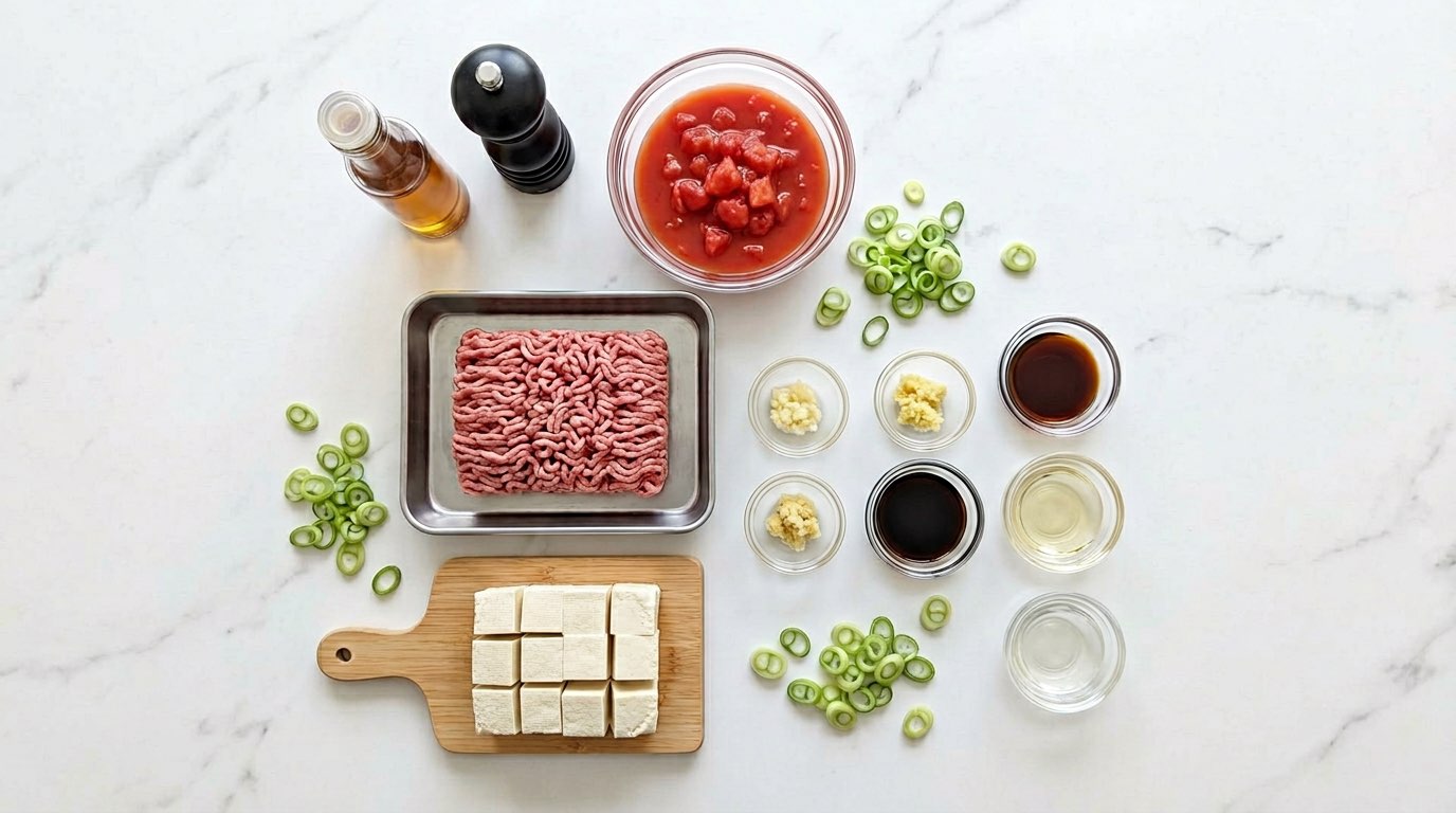 合いびき肉とトマトの高タンパク醤油スープ（材料）