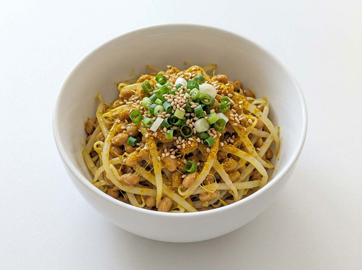 レンジで簡単！納豆ともやしのカレーおつまみ