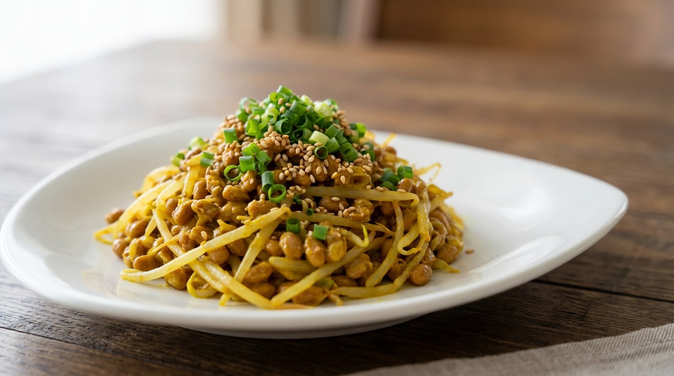 レンジで簡単！納豆ともやしのカレーおつまみ