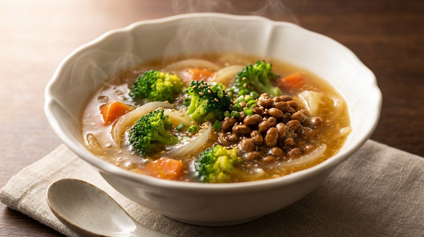 納豆とブロッコリーのコンソメほっこり煮