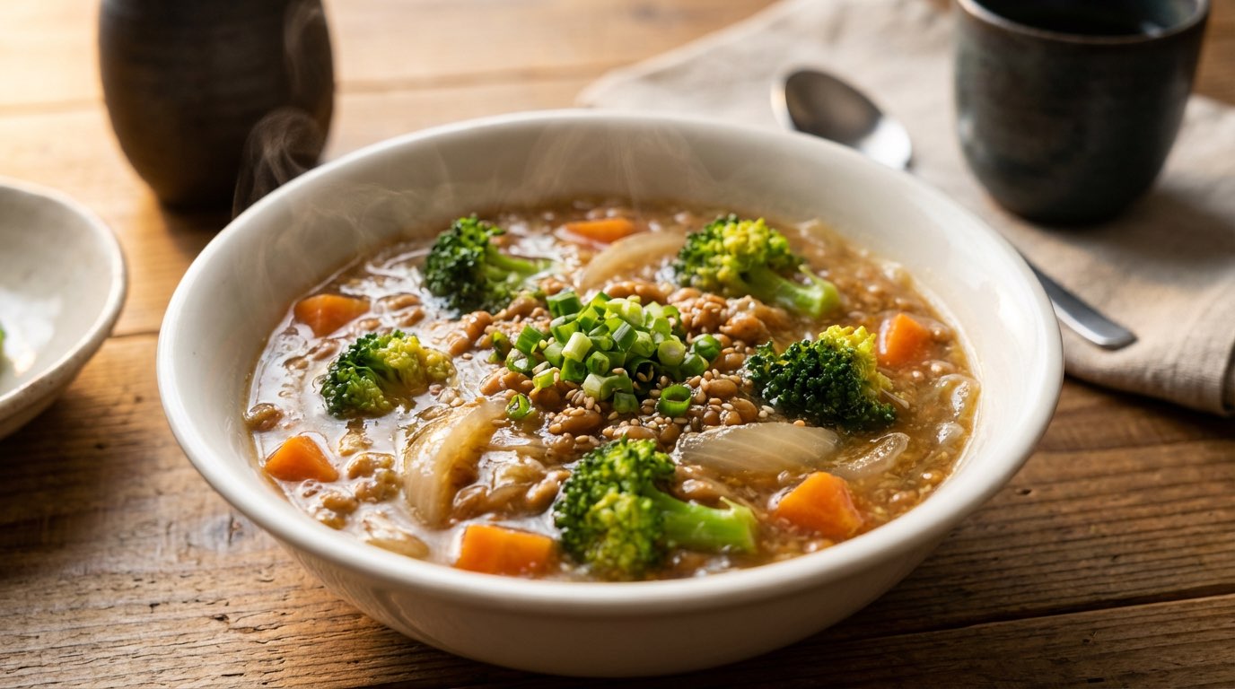 納豆とブロッコリーのコンソメほっこり煮（完成イメージ）