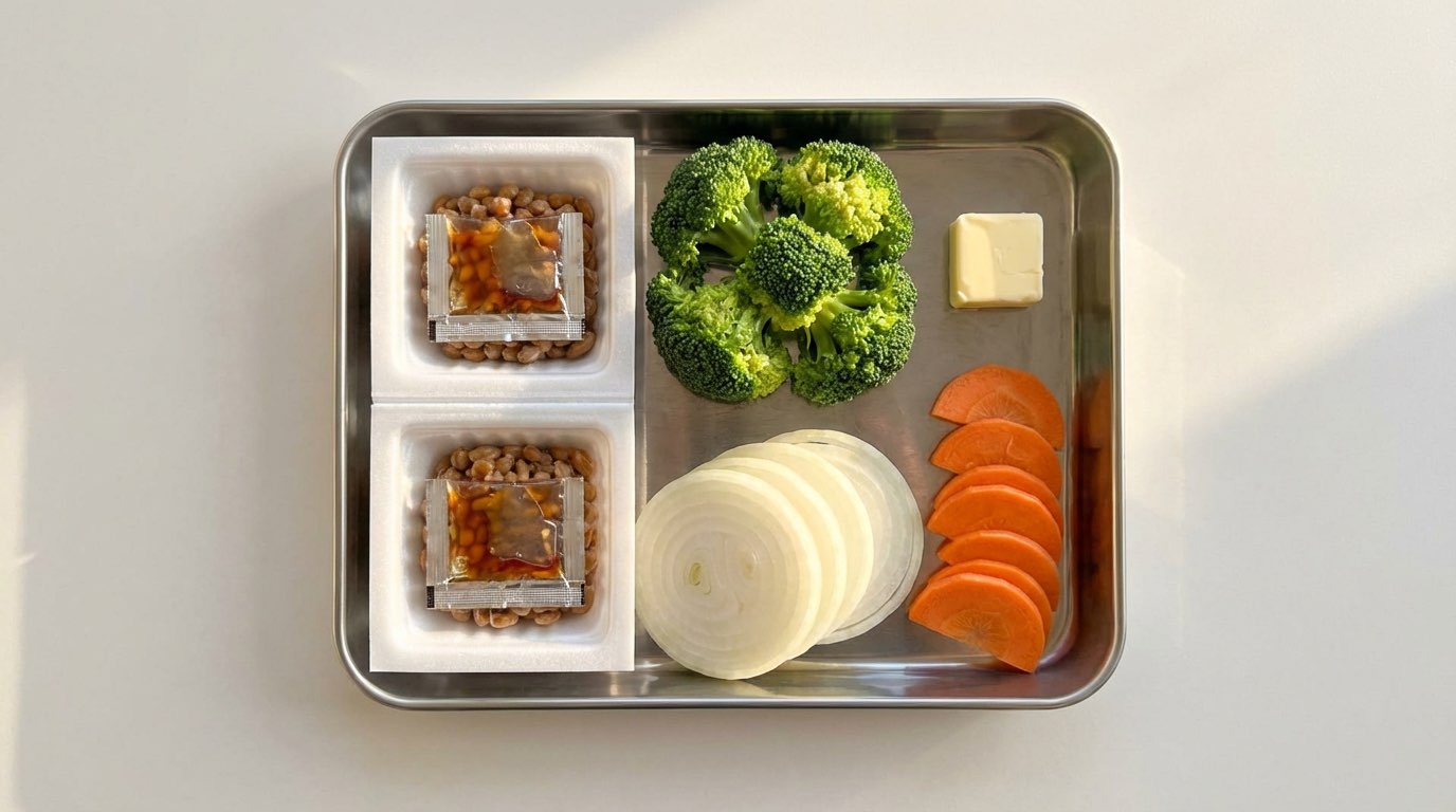 納豆とブロッコリーのコンソメほっこり煮（材料）