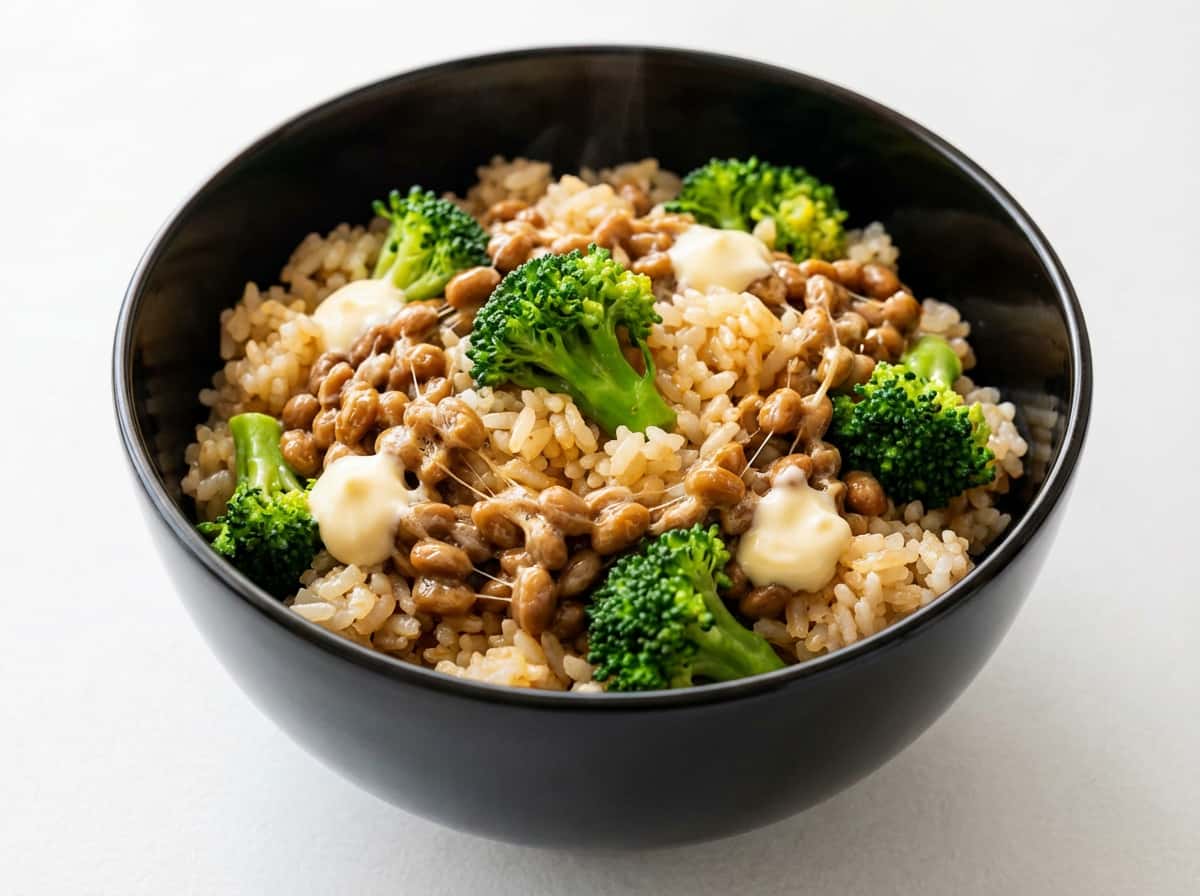 納豆とブロッコリーのマヨ炊き込みご飯