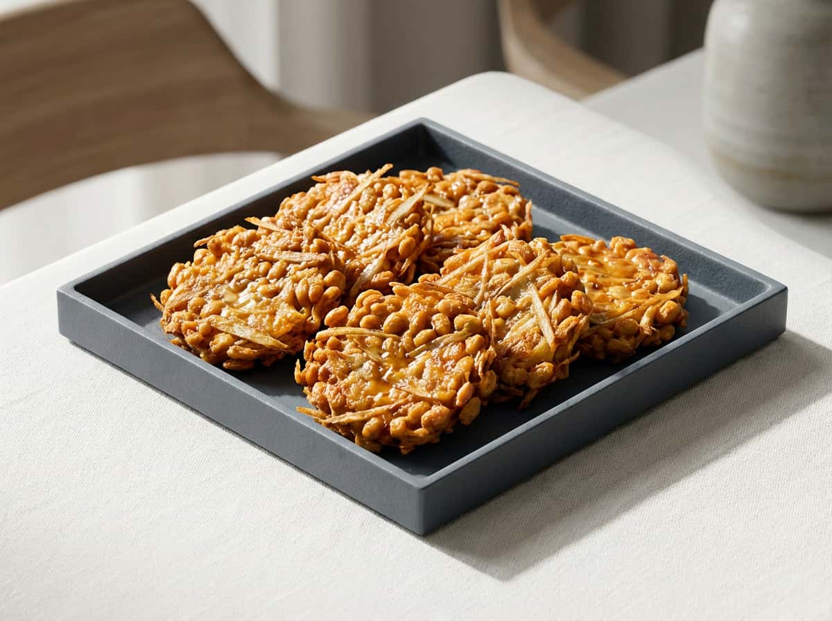 納豆とごぼうのかき揚げ（白だしポン酢つけ）