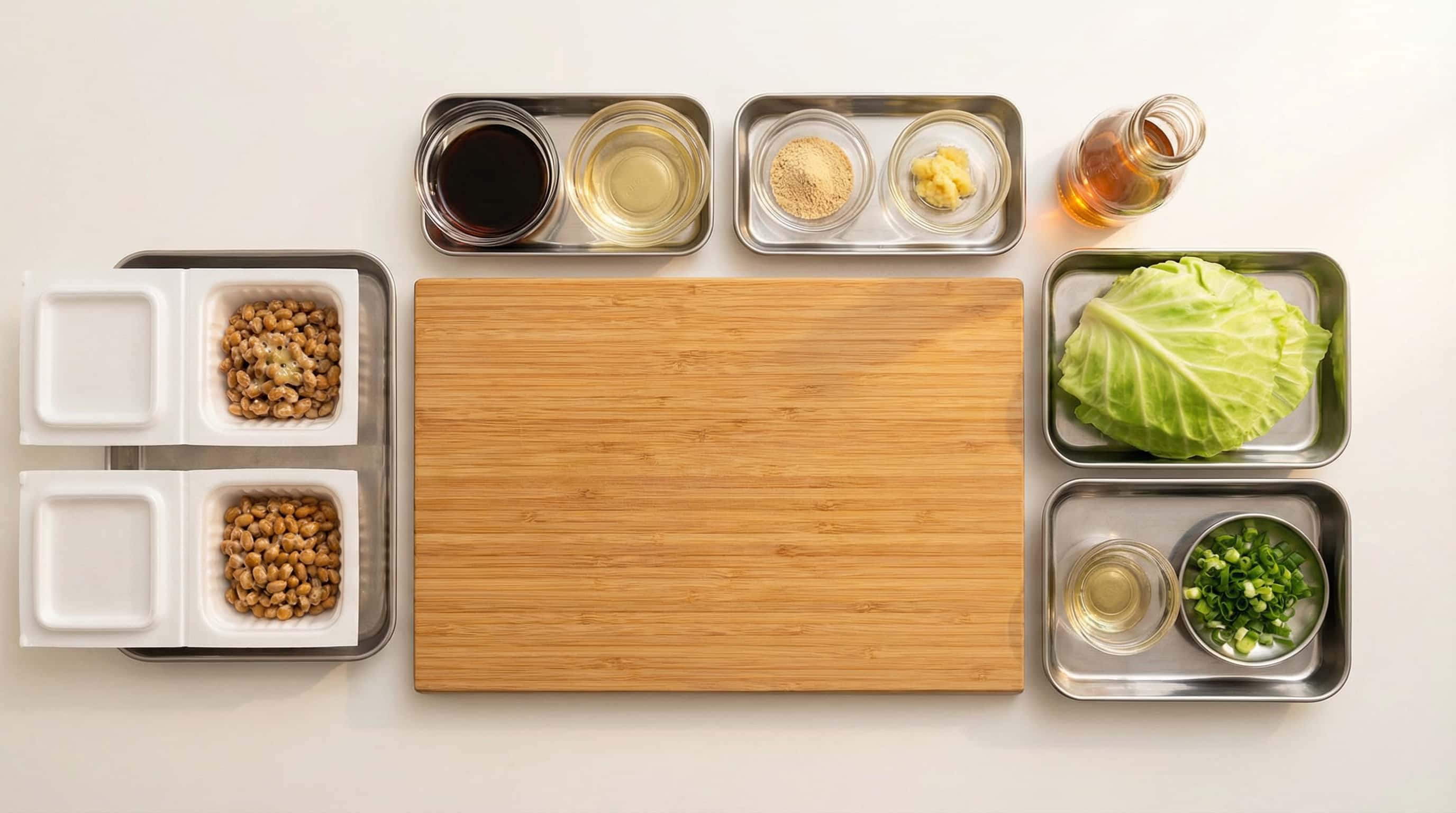 納豆とキャベツのとろとろ醤油煮（材料）