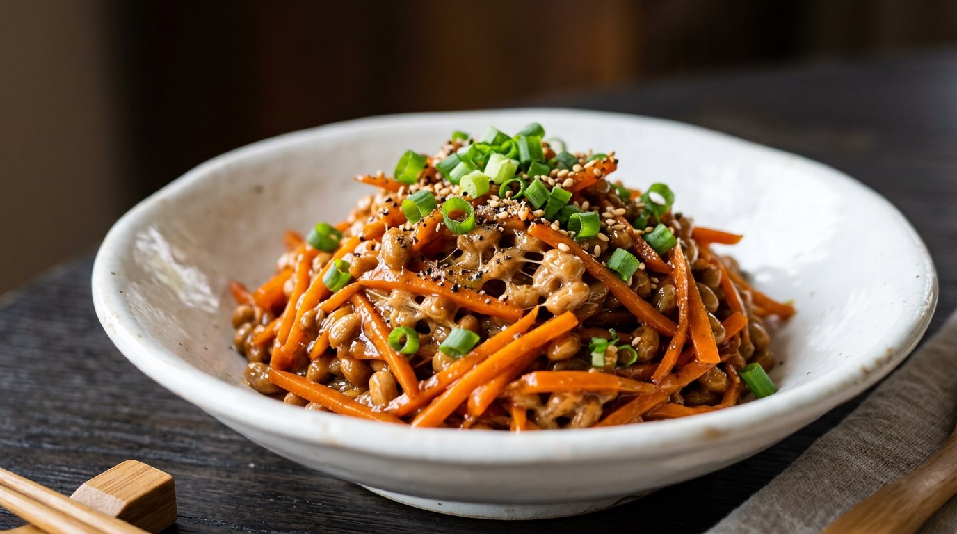 納豆とにんじんのオイスターソース焼き（完成イメージ）