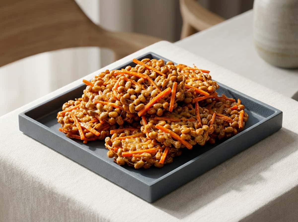 納豆とにんじんの醤油風味揚げ