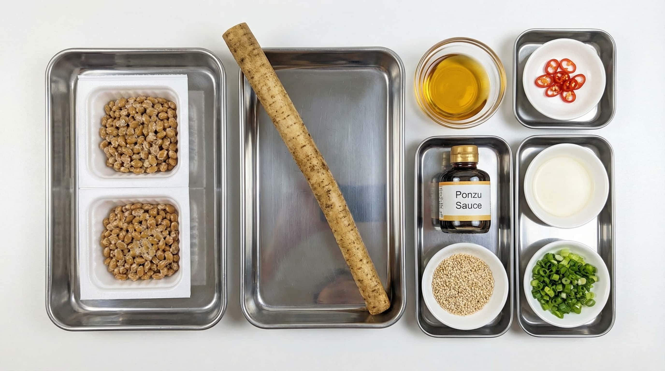 納豆とごぼうのピリ辛ポン酢炒め（材料）