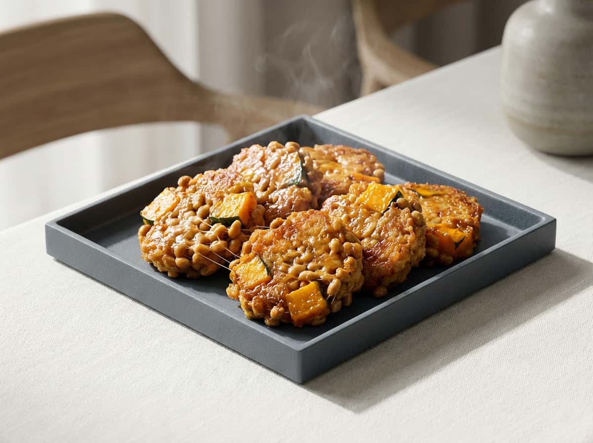 納豆とかぼちゃの落とし揚げ（バター醤油）