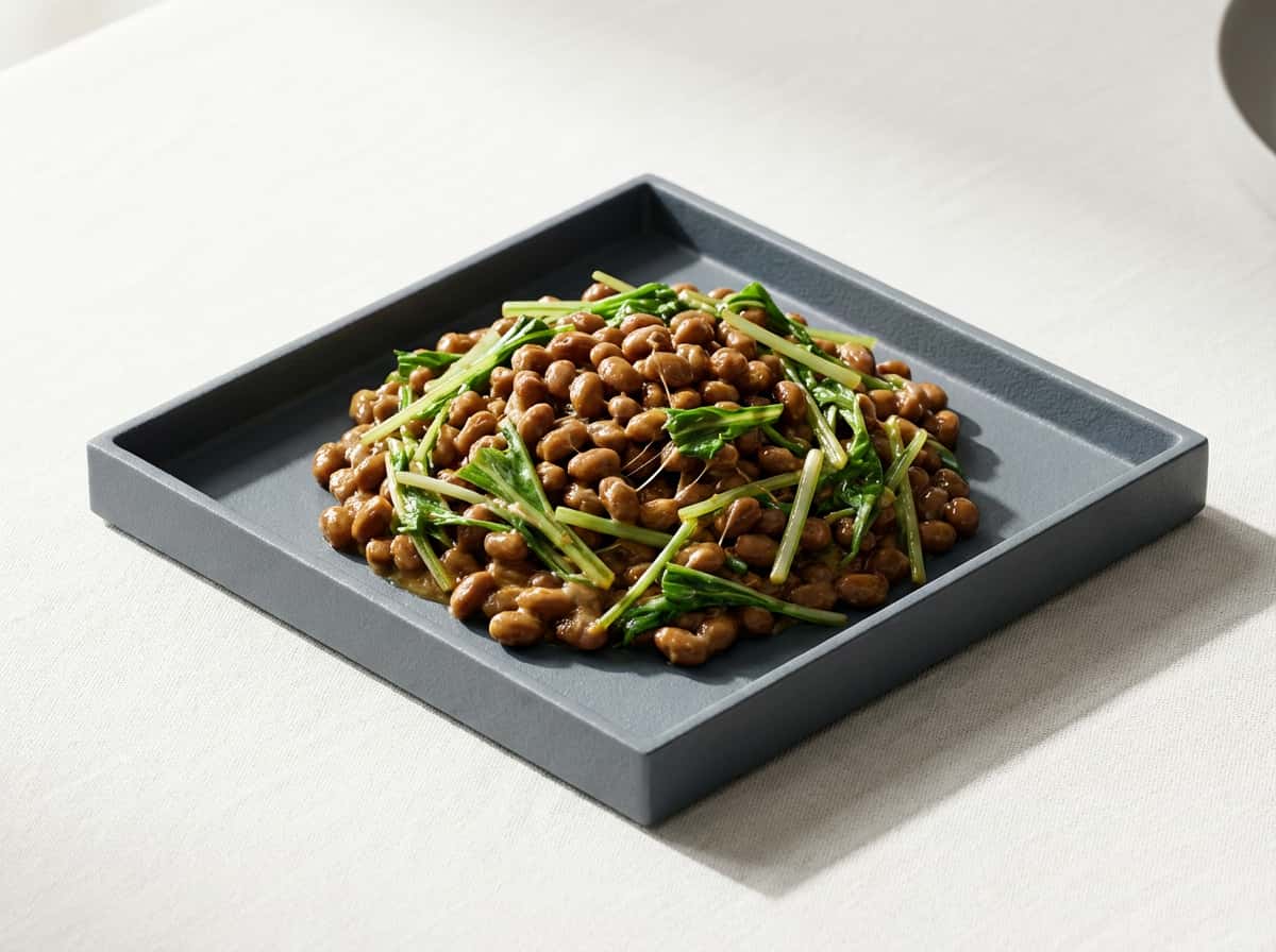 納豆と水菜の味噌炒め