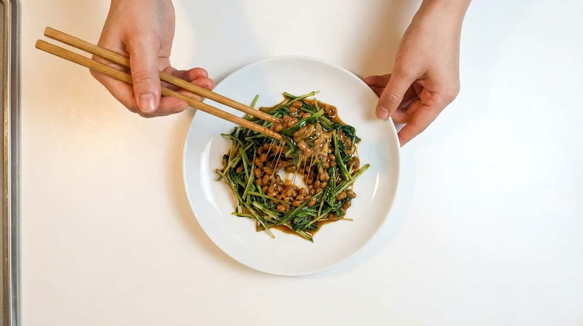 納豆と水菜の味噌炒め（完成イメージ）
