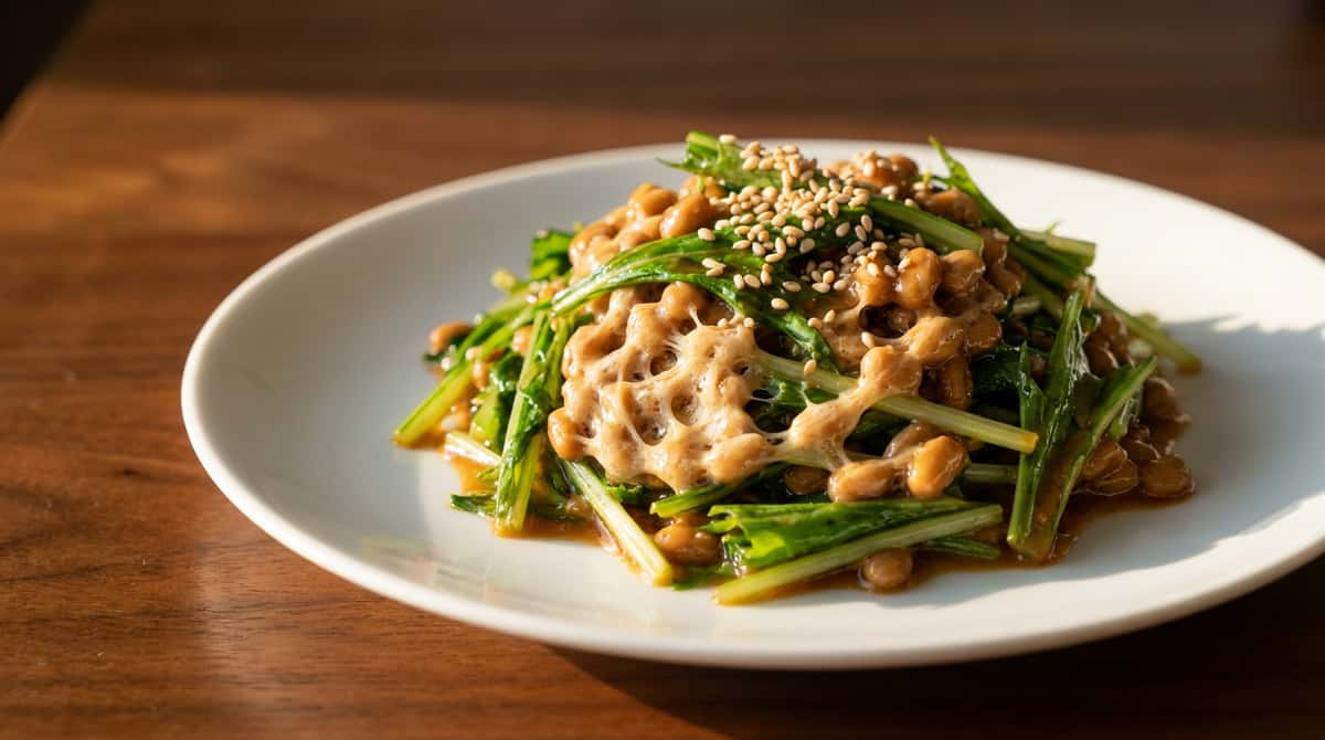 納豆と水菜の味噌炒め（完成イメージ）