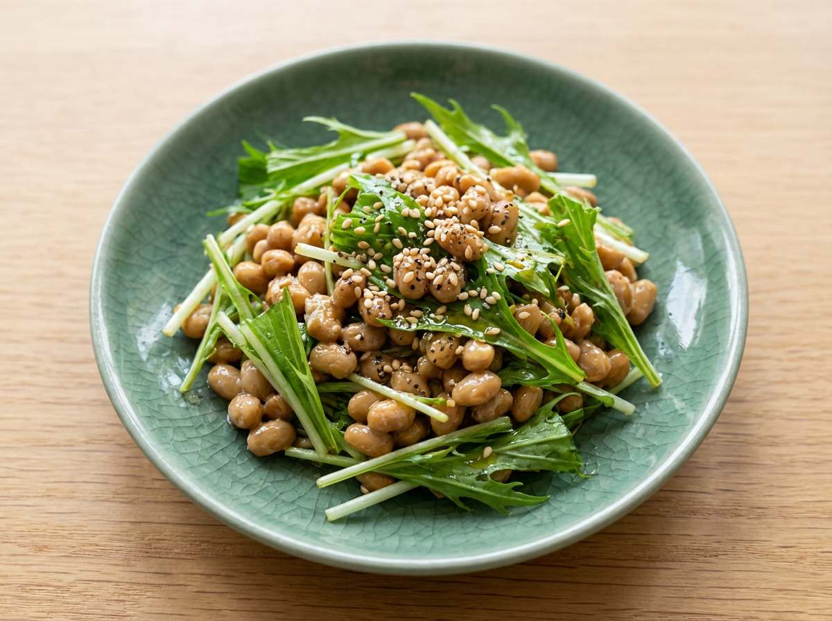 納豆と水菜の塩こしょう節約漬け