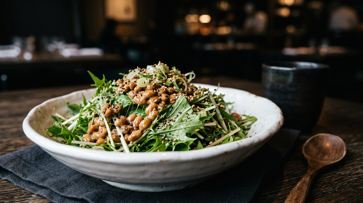 納豆と水菜の塩こしょう節約漬け（完成イメージ）