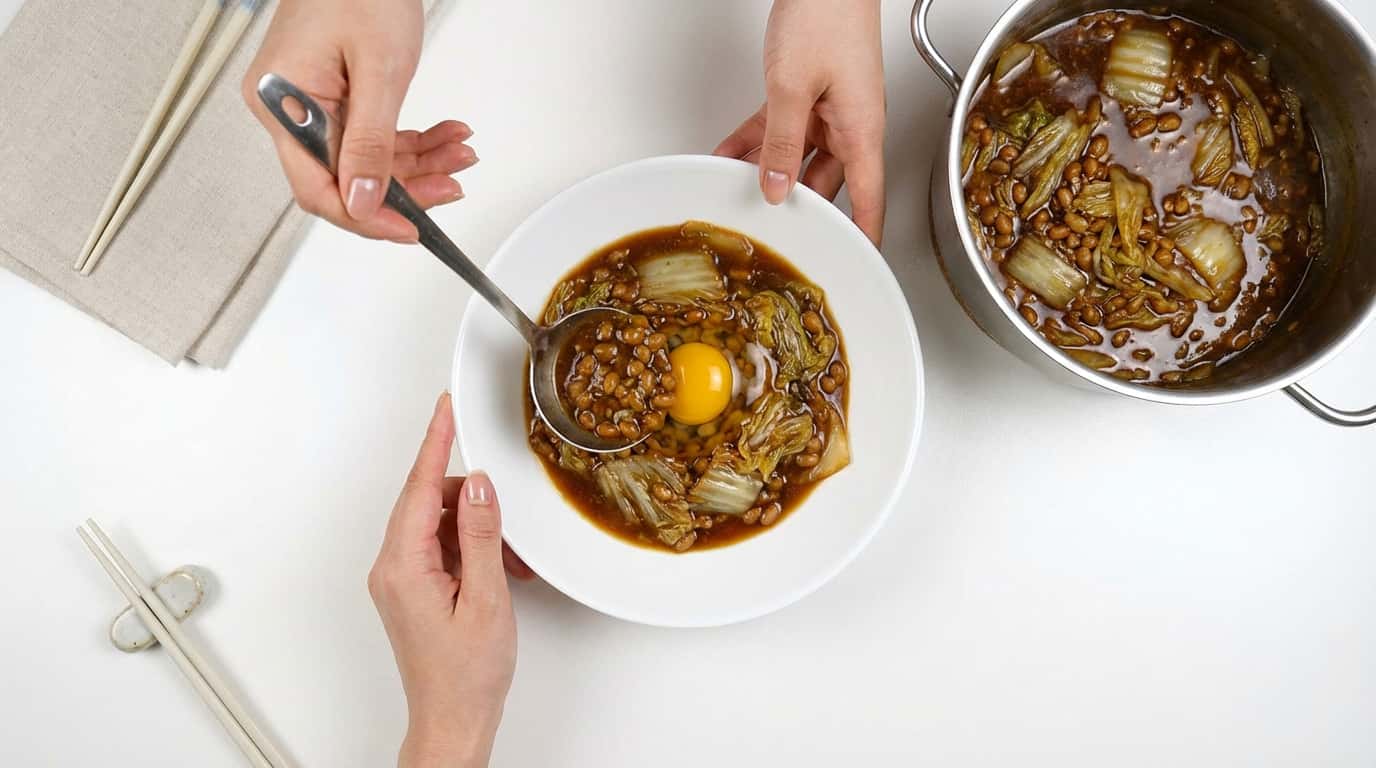 納豆と白菜の焼肉タレ煮込み（完成イメージ）