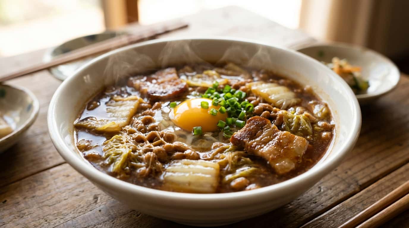 納豆と白菜の焼肉タレ煮込み（完成イメージ）