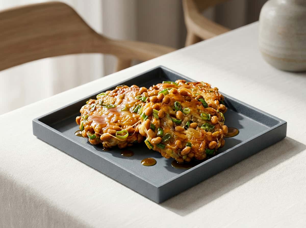 納豆と長ねぎのバター醤油揚げ焼き