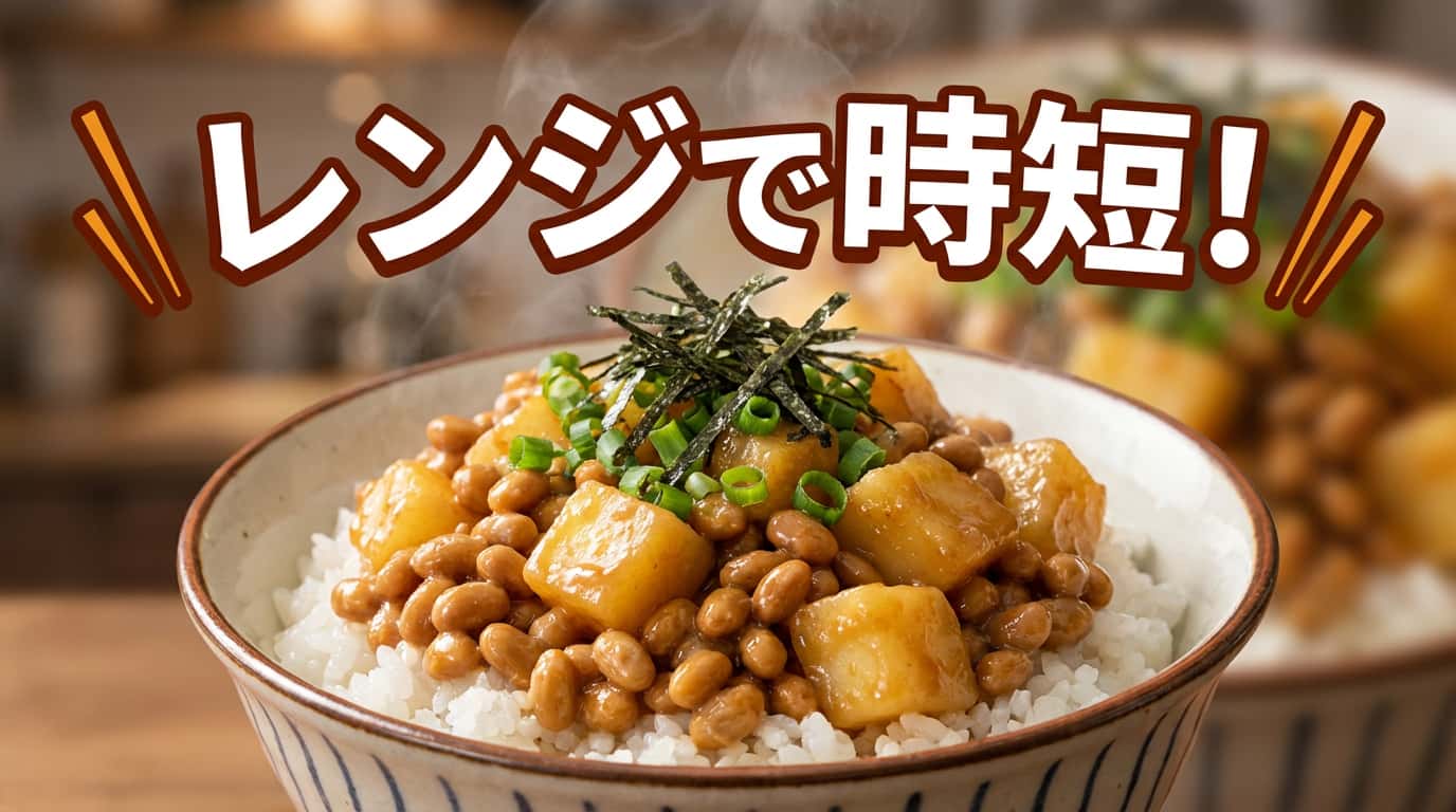 納豆とじゃがいもの味噌丼