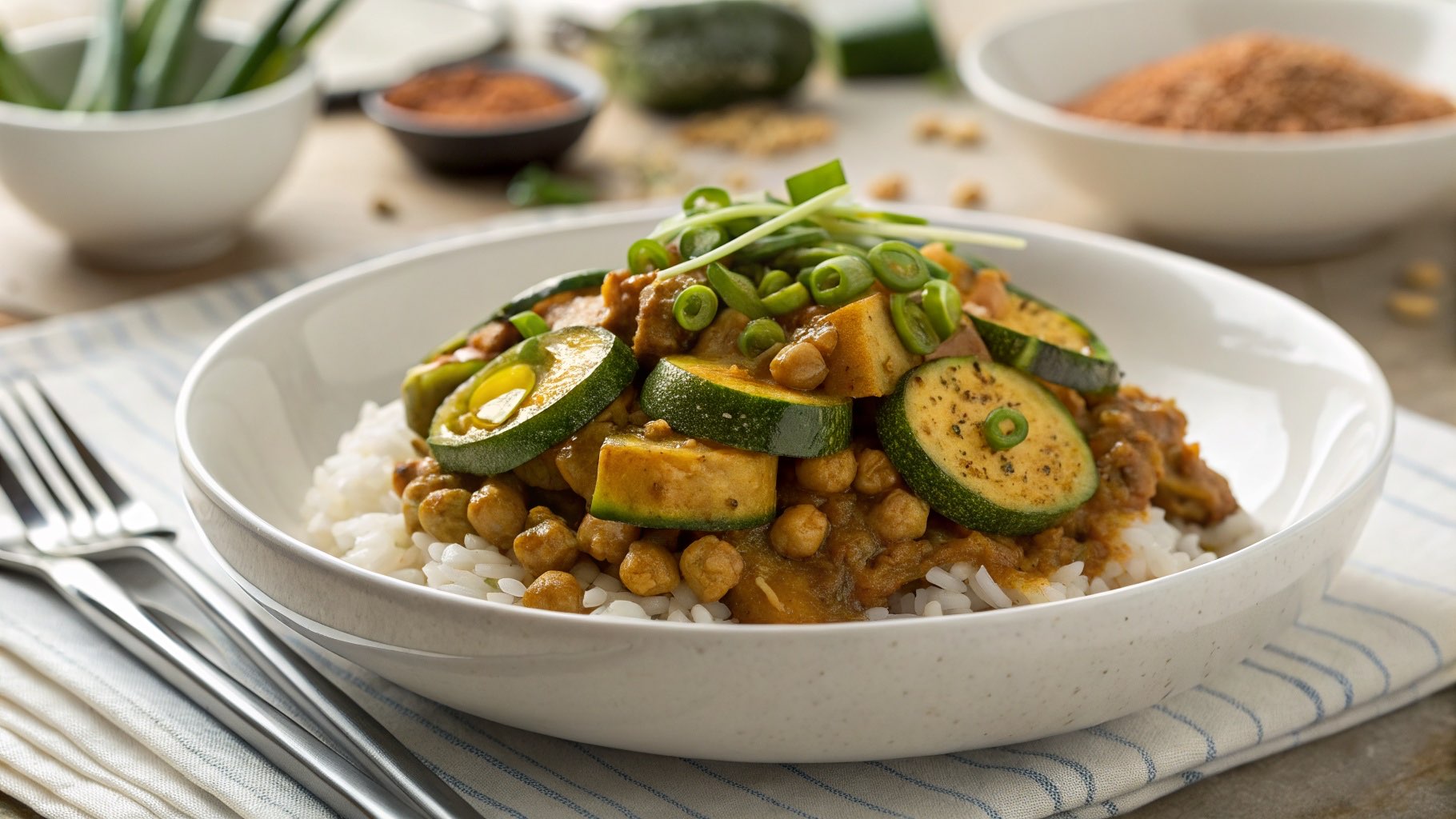 納豆とズッキーニのカレー炒めおつまみ