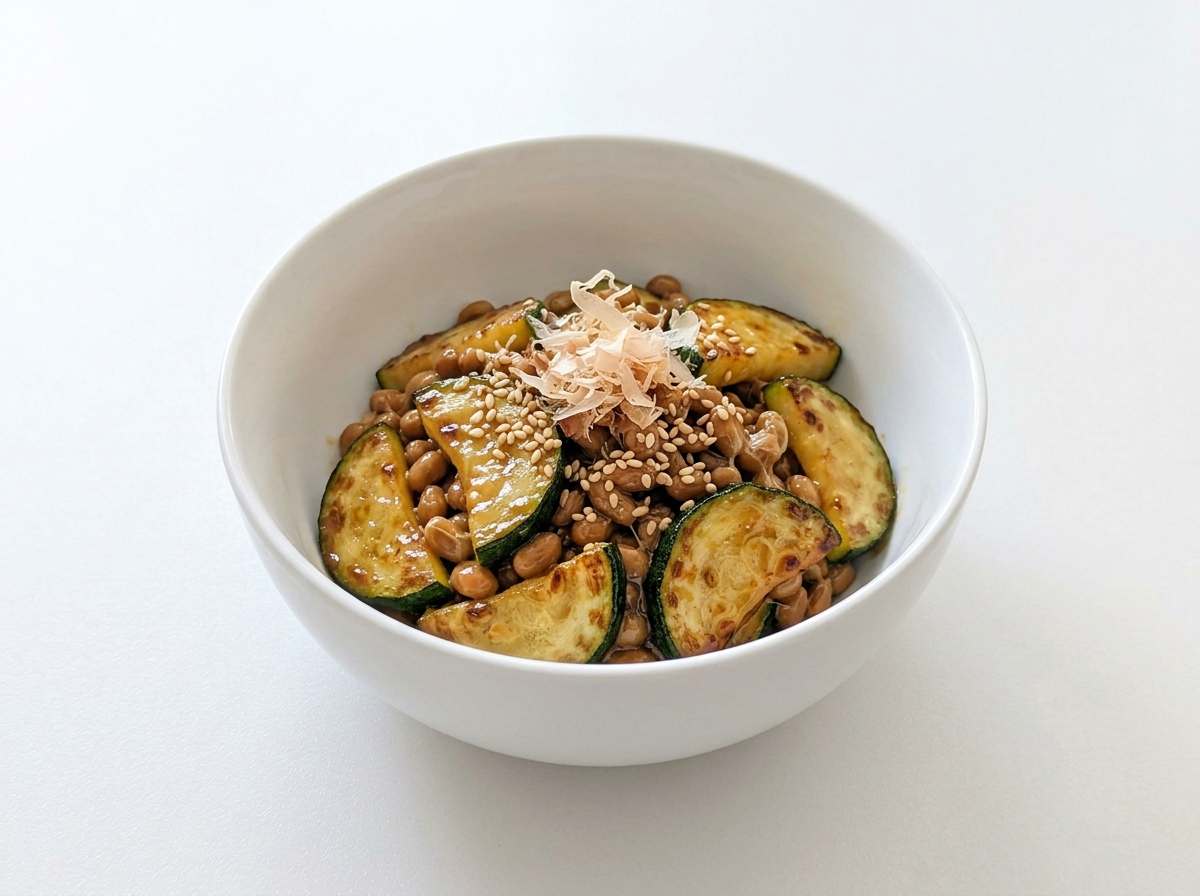 納豆とズッキーニの甘酢炒め