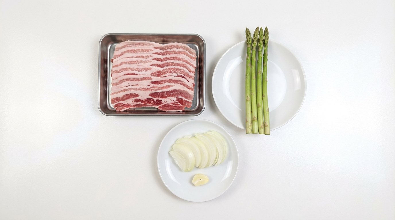 豚バラとアスパラのケチャップ節約スープ（材料）