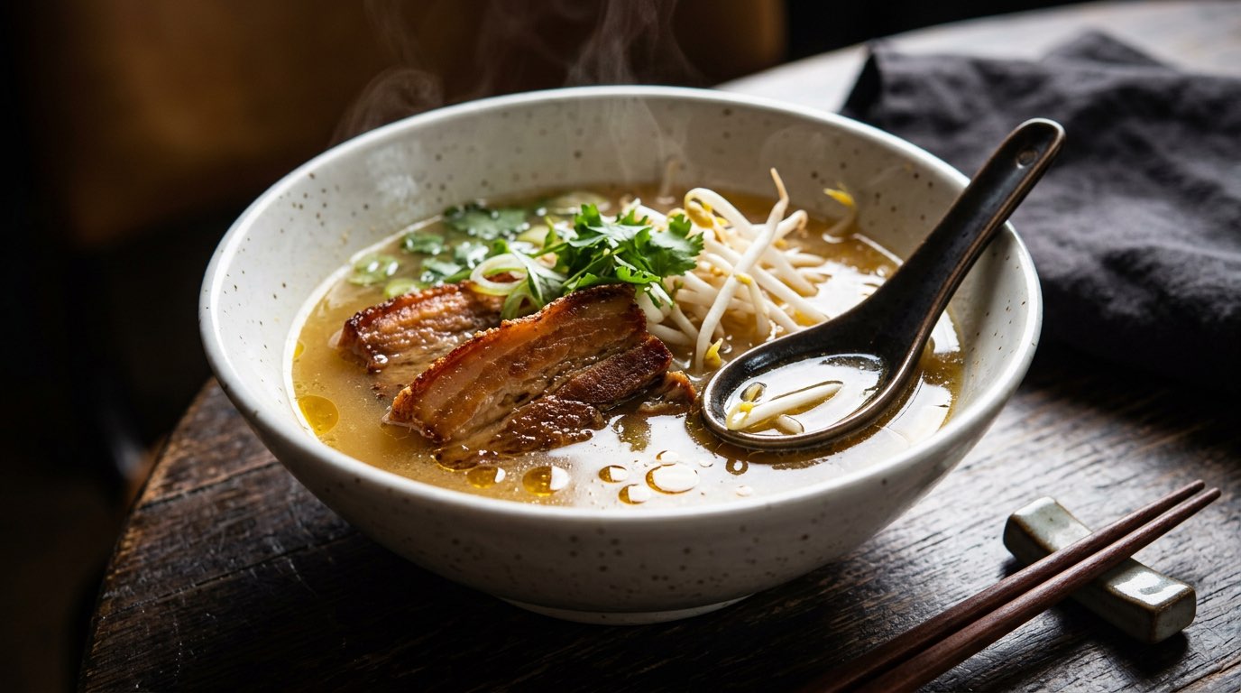 豚バラともやしの鶏ガラスープ節約スープ（完成イメージ）