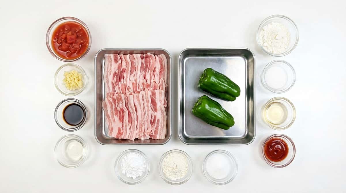 豚バラとピーマンのトマトだれから揚げ（材料）