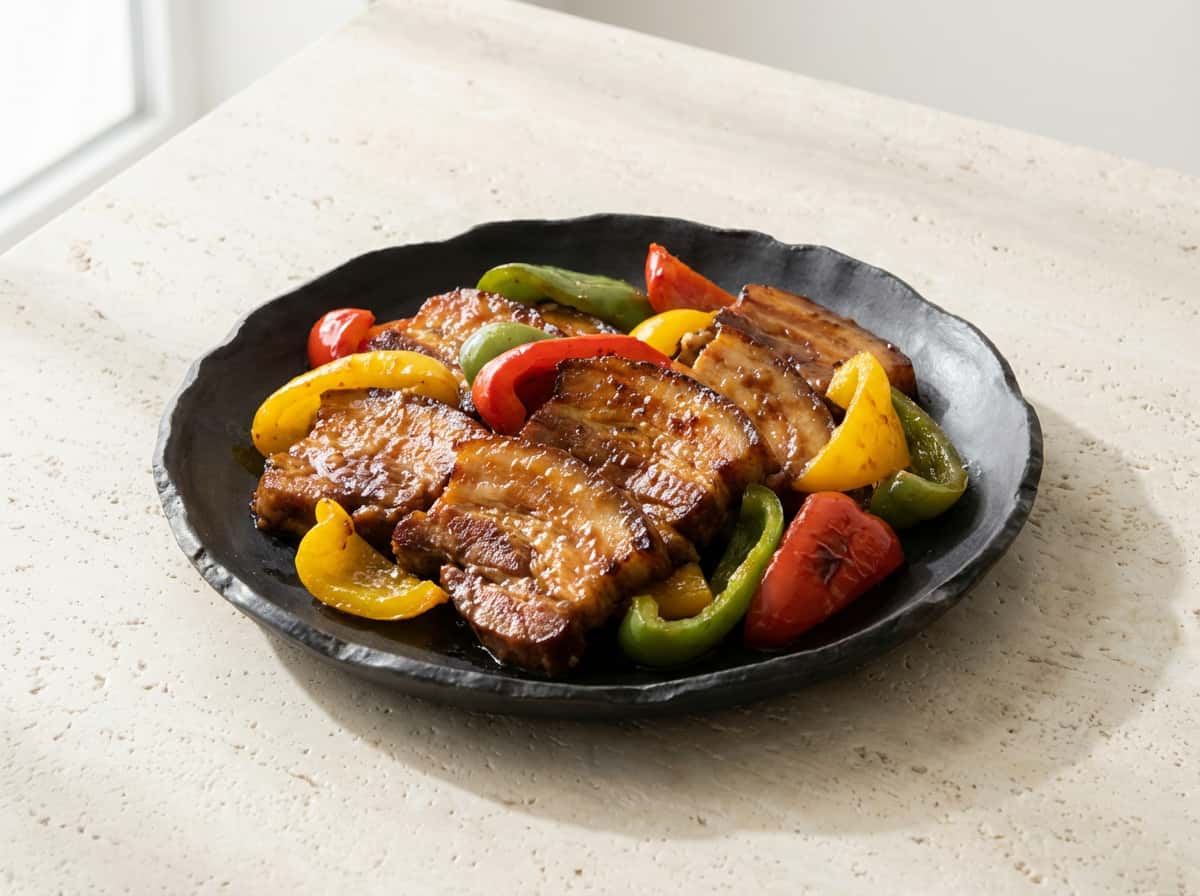 豚バラ肉とピーマンの味噌酢漬け