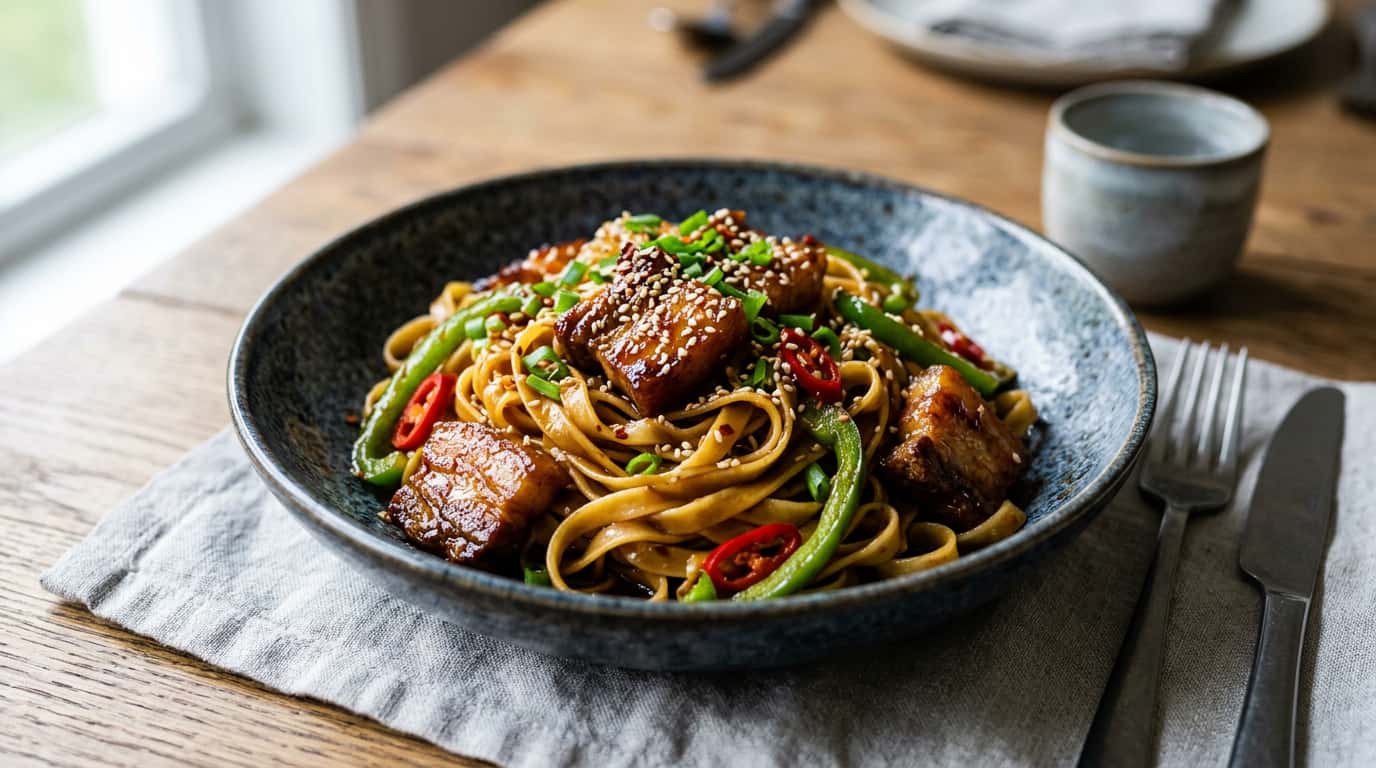 豚バラとピーマンの醤油パスタ（完成イメージ）