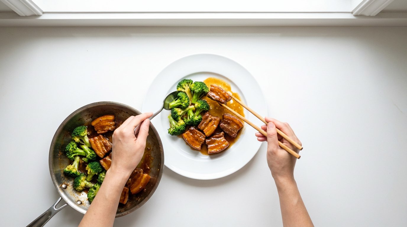 豚バラとブロッコリーのバター醤油煮（完成イメージ）