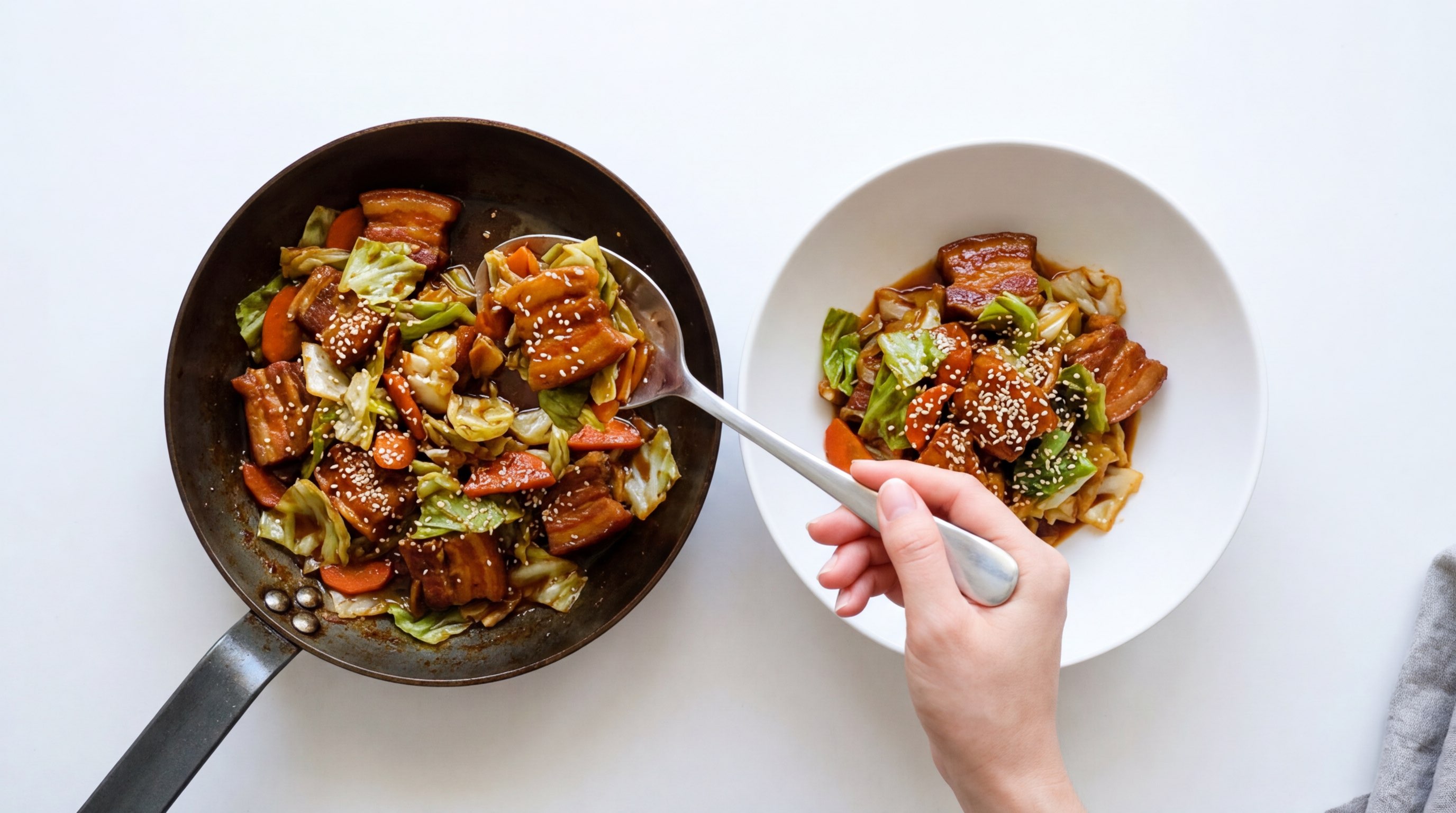 豚バラとキャベツの焼肉のタレ煮（完成イメージ）