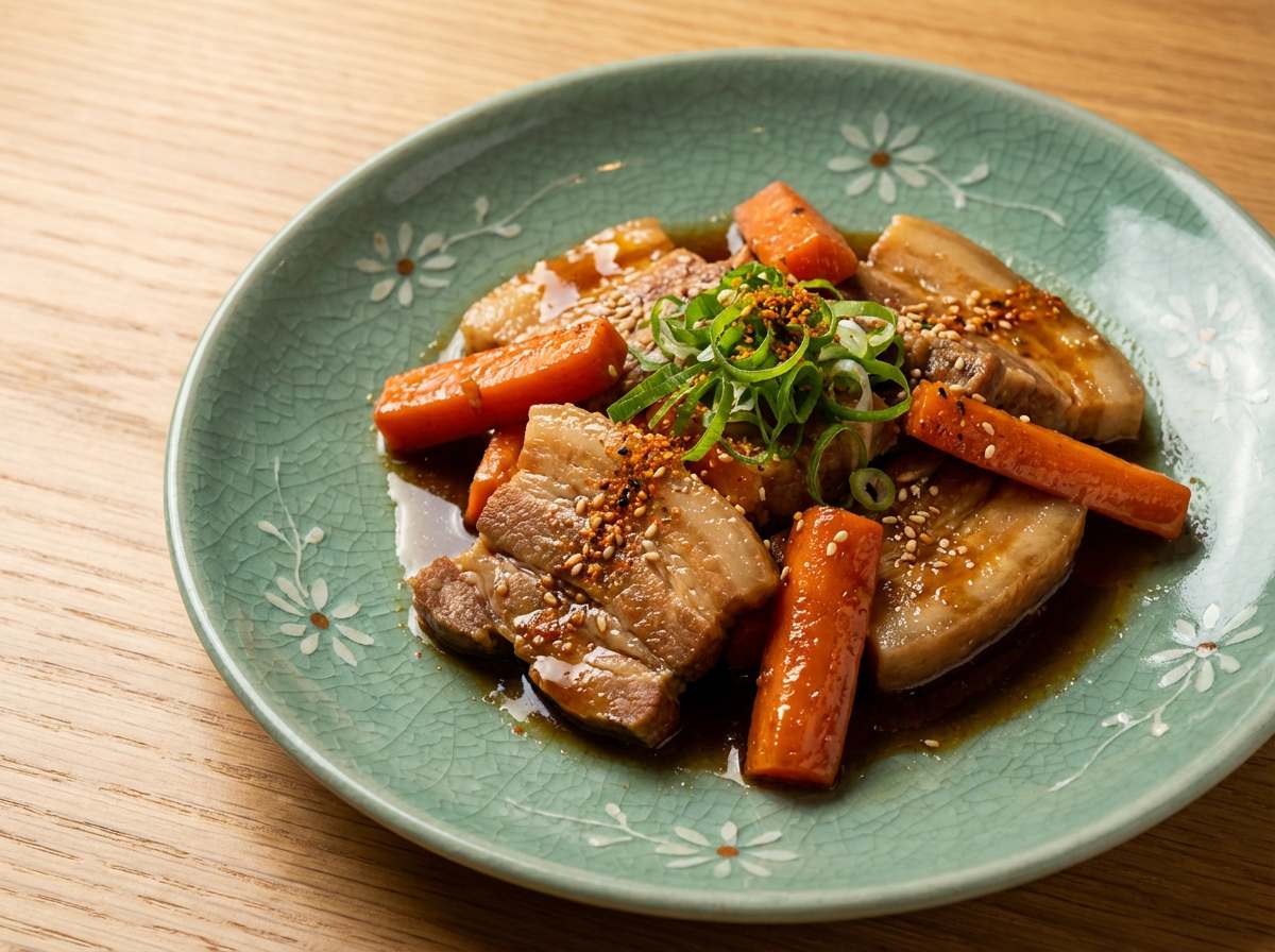 豚バラとにんじんのレンジ醤油むし（時短10分）