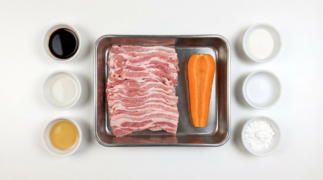 豚バラとにんじんのレンジ醤油むし（時短10分）（材料）