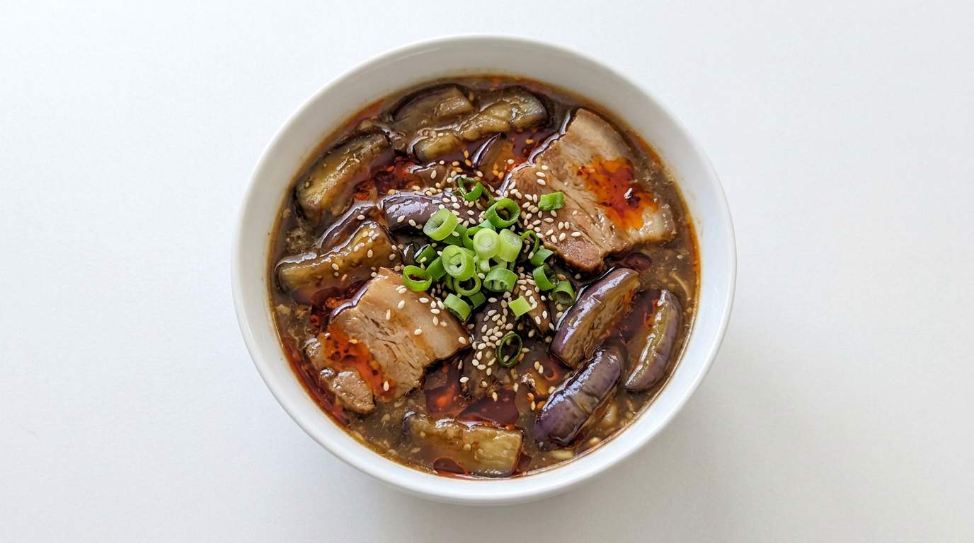 豚バラとなすのピリ辛オイスター中華スープ