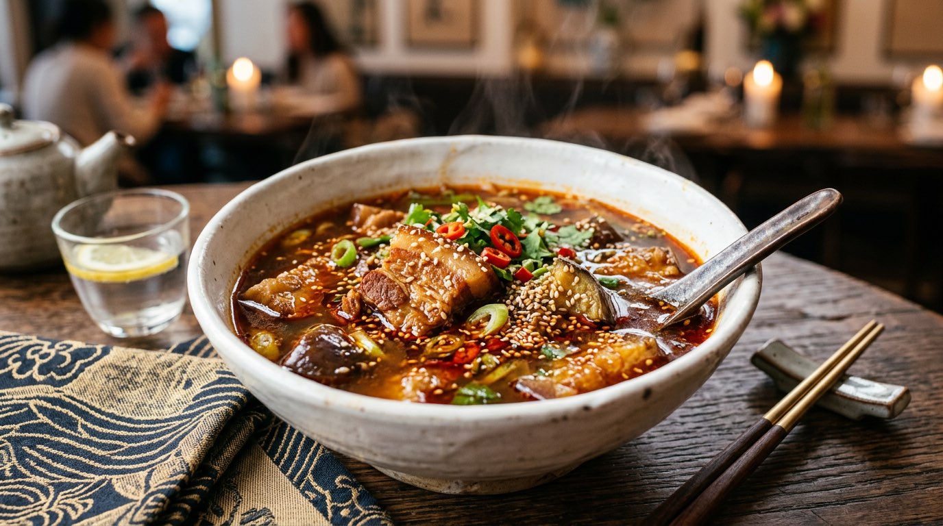 豚バラとなすのピリ辛オイスター中華スープ（完成イメージ）