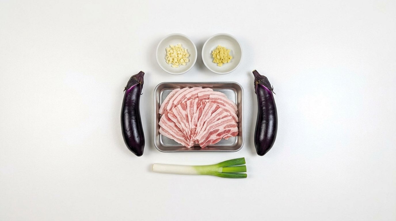 豚バラとなすのピリ辛オイスター中華スープ（材料）