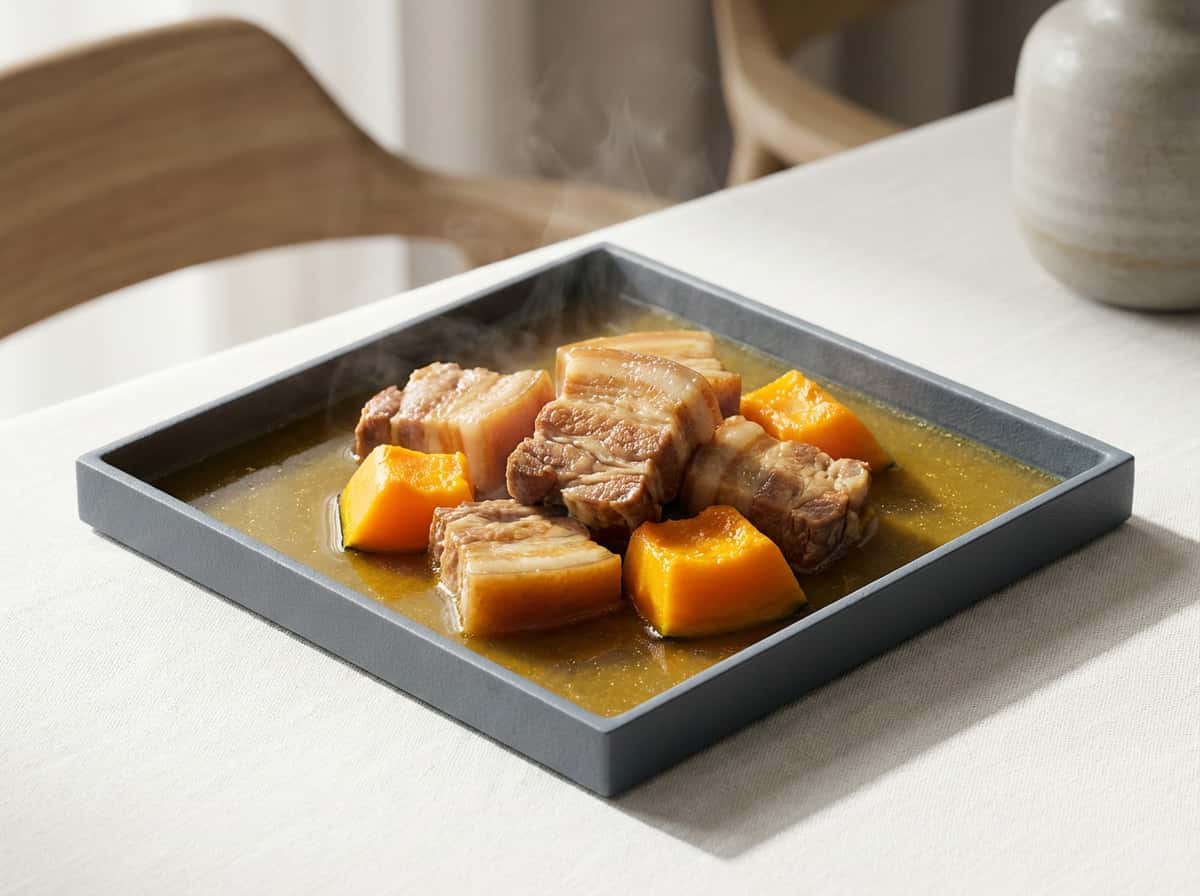 豚バラ肉とかぼちゃのコンソメレンジ蒸し