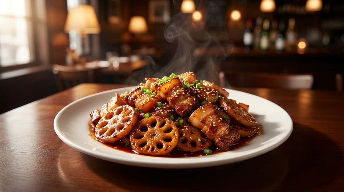 豚バラとれんこんのピリ辛ごま油焼き（完成イメージ）