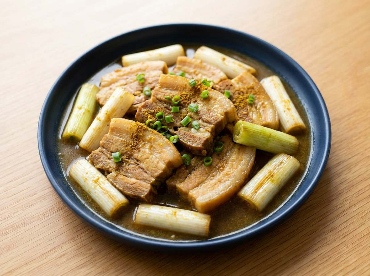 豚バラと長ねぎのピリ辛カレー蒸し