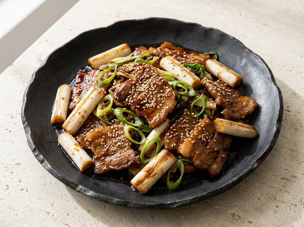 豚バラと長ねぎの焼肉のタレ和え