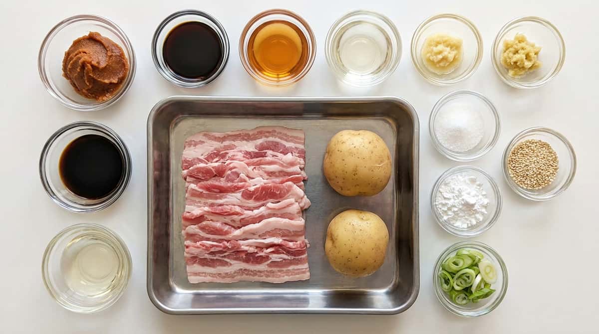豚バラとじゃがいもの味噌から揚げ（材料）