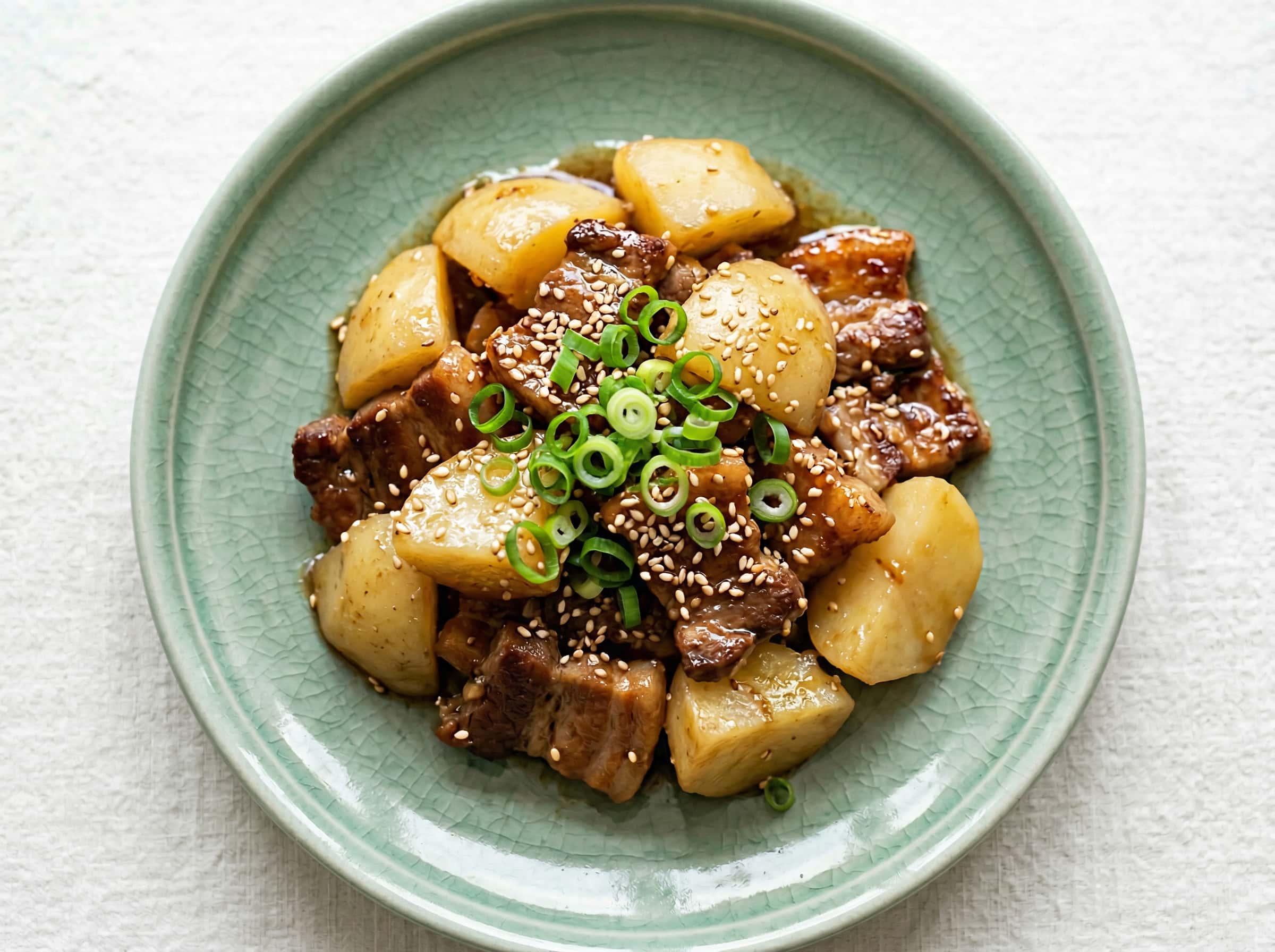 豚バラとじゃがいものごま油だれ酢漬け