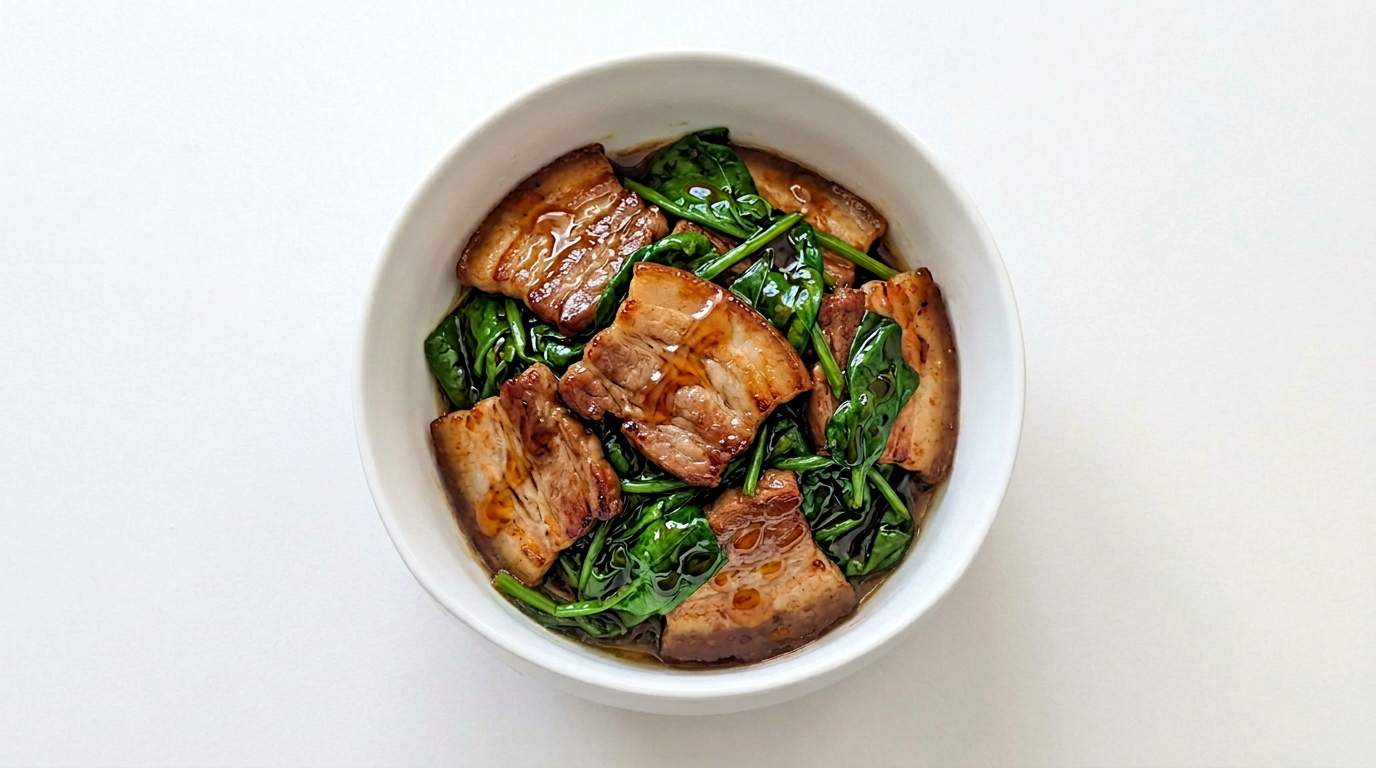 豚バラとほうれん草の節約オイスター炒め