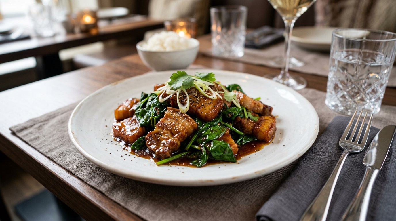 豚バラとほうれん草の節約オイスター炒め